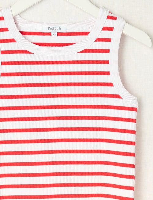 Switch Emma Stripe Rib Singlet, Red & White product photo View 02 L