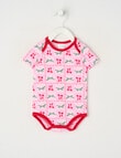 Teeny Weeny Christmas Novelty Bows Short-Sleeve Bodysuit, Pink product photo