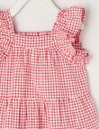 Teeny Weeny Linen-Blend Check Dress, Red product photo View 02 S