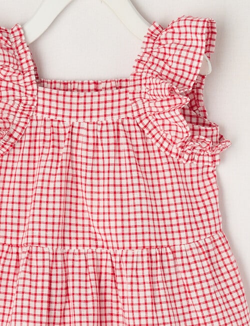 Teeny Weeny Linen-Blend Check Dress, Red product photo View 02 L