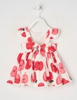Teeny Weeny Linen-Blend Apple Dress, Red product photo View 02 S