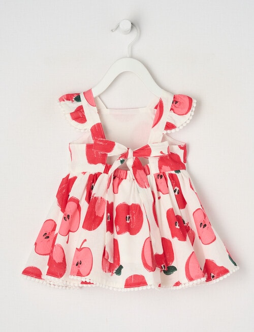 Teeny Weeny Linen-Blend Apple Dress, Red product photo View 02 L