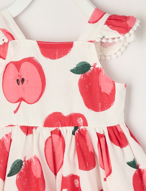 Teeny Weeny Linen-Blend Apple Dress, Red product photo View 03 L