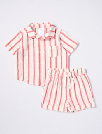 Teeny Weeny Cheese Cloth Shirt & Shorts, 2-Piece Set, Red product photo