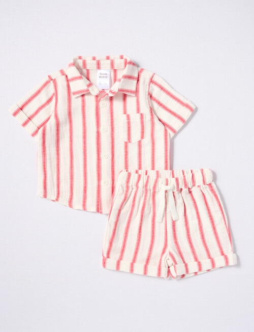 Teeny Weeny Cheese Cloth Shirt & Shorts, 2-Piece Set, Red product photo