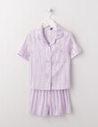 Sleep Mode Stripe Jacquard Satin Short Sleeve PJ Set, Lavendar, 2-8 product photo