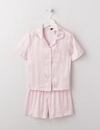 Sleep Mode Stripe Jacquard Satin Short Sleeve PJ Set, Light Pink, 2-8 product photo