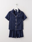 Sleep Mode Stripe Jacquard Satin Short Sleeve PJ Set, Midnight, 2-8 product photo