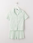 Sleep Mode Stripe Jacquard Satin Short Sleeve PJ Set, Mint, 2-8 product photo