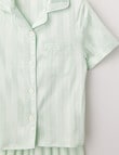 Sleep Mode Stripe Jacquard Satin Short Sleeve PJ Set, Mint, 2-8 product photo View 02 S