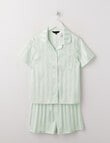 Sleep Squad Stripe Jacquard Satin Short Sleeve PJ Set, Mint, 10-16 product photo