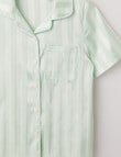 Sleep Squad Stripe Jacquard Satin Short Sleeve PJ Set, Mint, 10-16 product photo View 02 S