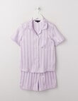 Sleep Squad Stripe Jacquard Satin Short Sleeve PJ Set, Lavender, 10-16 product photo