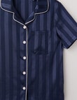 Sleep Squad Stripe Jacquard Satin Short Sleeve PJ Set, Midnight, 10-16 product photo View 02 S