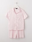 Sleep Squad Stripe Jacquard Satin Short Sleeve PJ Set, Light Pink, 10-16 product photo