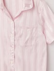 Sleep Squad Stripe Jacquard Satin Short Sleeve PJ Set, Light Pink, 10-16 product photo View 02 S