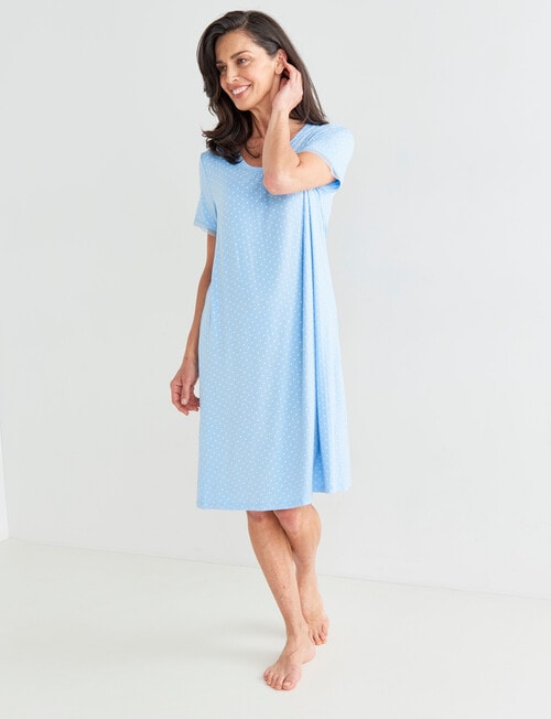 Ruby & Bloom Spot V-Neck Nightie, 10-26, Light Blue product photo View 03 L