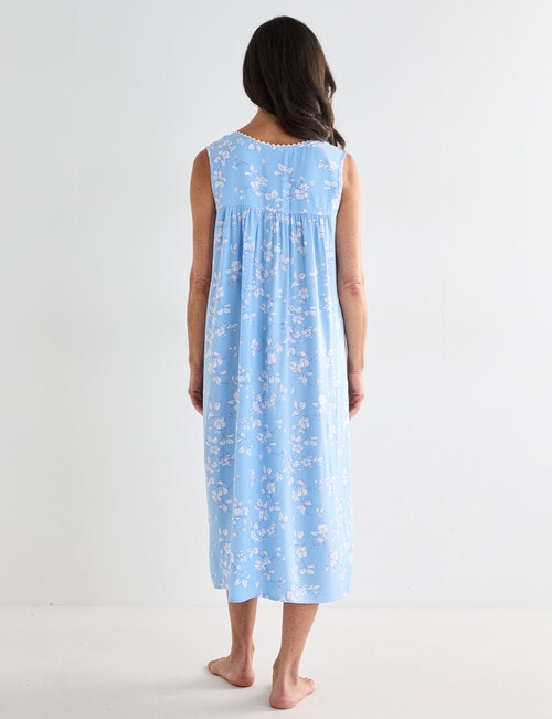 Ruby & Bloom Iris Print Lace Trim Nightie, 10-26, Light Blue product photo View 02 L