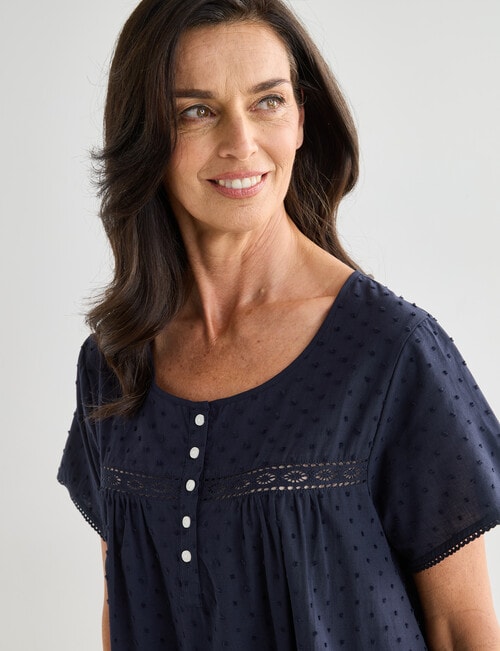 Ruby & Bloom Hailspot Cap Sleeve Nightie, Navy, 10-26 product photo View 04 L