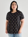Studio Curve Organic Cotton Foil Spot Scoop Neck Tee, Black product photo