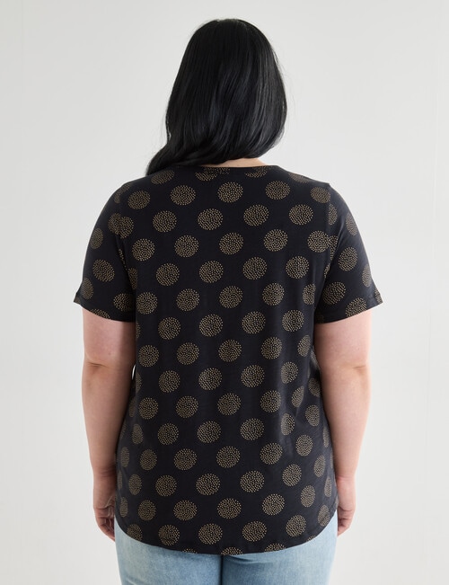 Studio Curve Organic Cotton Foil Spot Scoop Neck Tee, Black product photo View 02 L