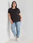 Studio Curve Organic Cotton Foil Spot Scoop Neck Tee, Black product photo View 03 S