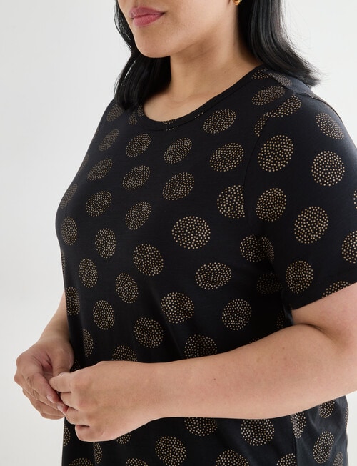 Studio Curve Organic Cotton Foil Spot Scoop Neck Tee, Black product photo View 04 L