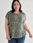 Studio Curve Boxy Tee with Foil Animal, Olive product photo