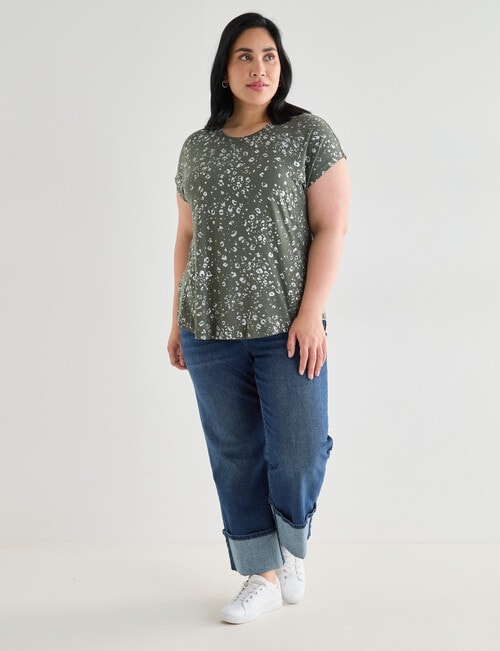 Studio Curve Boxy Tee with Foil Animal, Olive product photo View 03 L