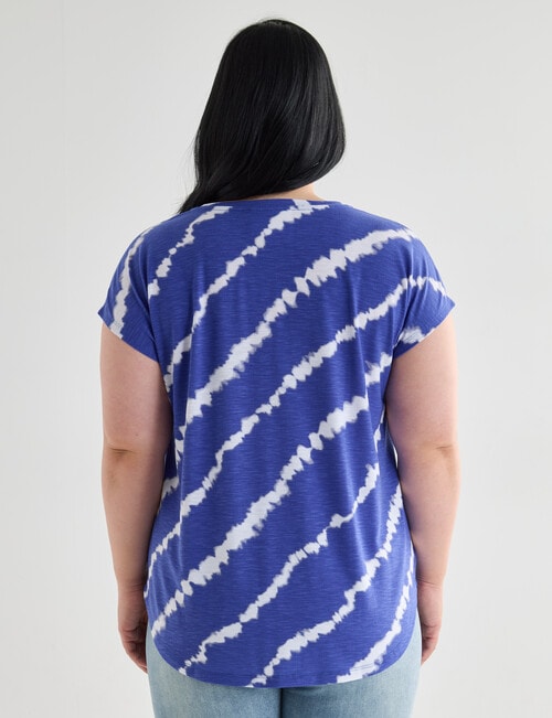 Studio Curve Tie Dye V-Neck Boxy Tee, Cobalt & White product photo View 02 L