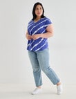 Studio Curve Tie Dye V-Neck Boxy Tee, Cobalt & White product photo View 03 S