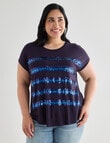 Studio Curve Boxy Tee with Sequin Stripe, Navy product photo