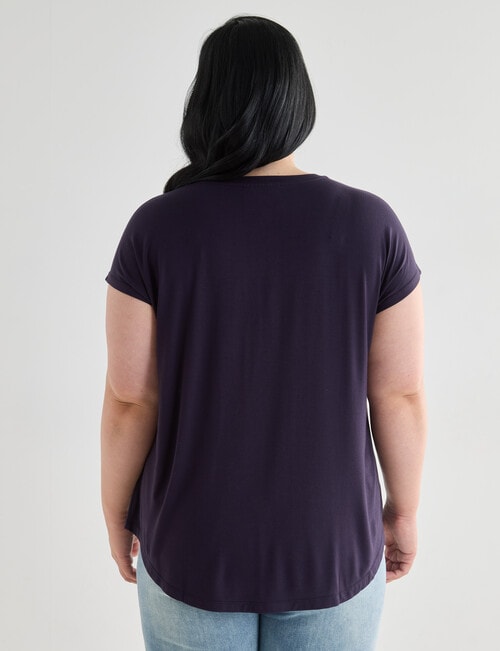 Studio Curve Boxy Tee with Sequin Stripe, Navy product photo View 02 L