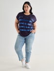 Studio Curve Boxy Tee with Sequin Stripe, Navy product photo View 03 S