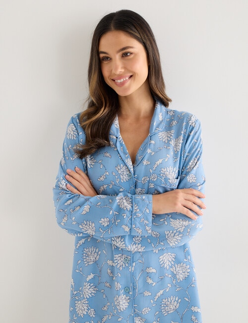 Whistle Sleep Classic Long Sleeve PJ Set, Blue Print product photo View 05 L