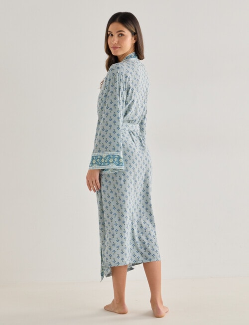 Whistle Sleep Contrast Trim Robe, 10-26, Soft Mint Print product photo View 02 L