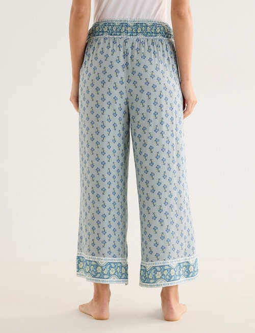 Whistle Sleep Contrast Trim Crop Pants, Soft Mint Print product photo View 02 L