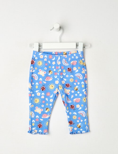 Teeny Weeny Play Time Ladybug Rib Leggings, Iceberg Blue product photo