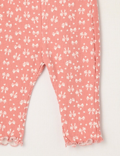 Teeny Weeny Play Time Rib Bow Leggings, Peach product photo View 02 L