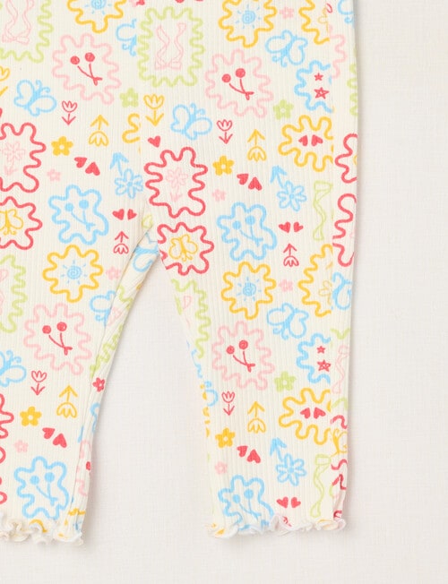 Teeny Weeny Play Time Rib Squiggle Leggings, White product photo View 02 L