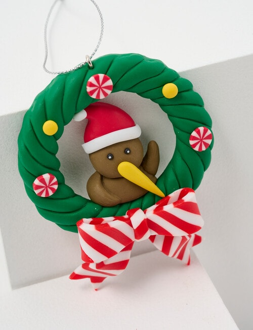 Christmas Shop Claydough Ornament, Kiwi Wreath product photo View 02 L