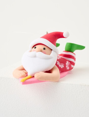Christmas Shop Claydough Ornament, Surfing Santa product photo
