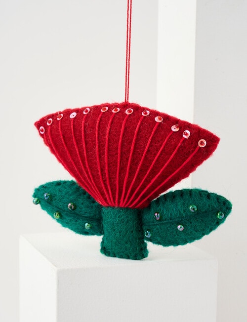 Christmas Shop Felt Ornament, Pohutukawa product photo View 02 L
