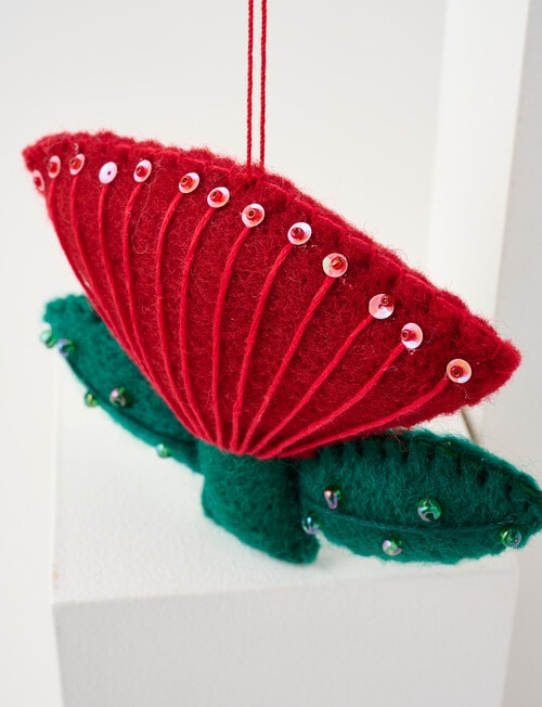 Christmas Shop Felt Ornament, Pohutukawa product photo View 03 L