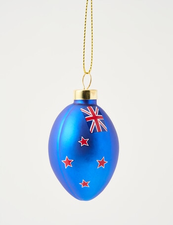 Christmas Shop Glass Ornament, NZ Rugby Ball product photo