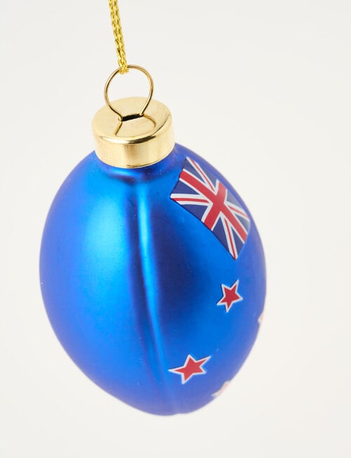 Christmas Shop Glass Ornament, NZ Rugby Ball product photo View 03 L