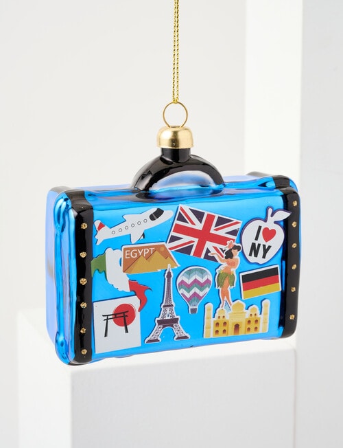 Christmas Shop Glass Ornament, Suitcase product photo