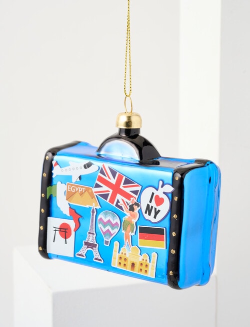 Christmas Shop Glass Ornament, Suitcase product photo View 02 L