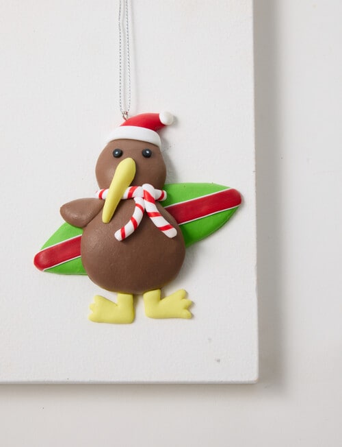 Christmas Shop Claydough Ornament, Kiwi Surfboard Green product photo