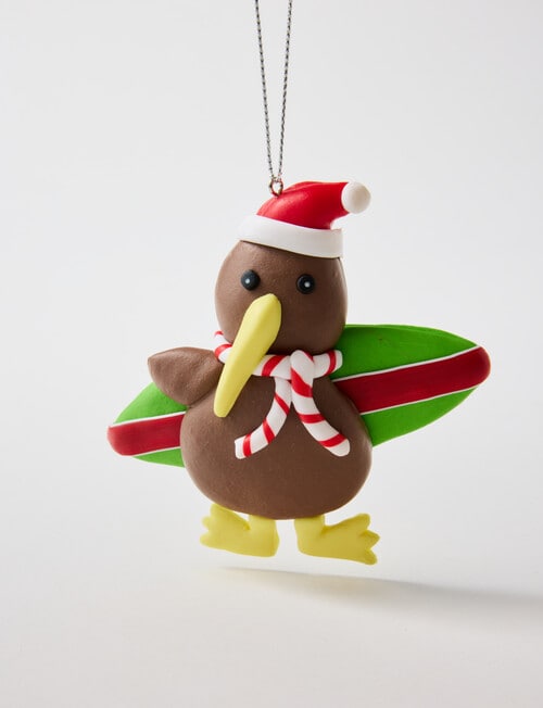 Christmas Shop Claydough Ornament, Kiwi Surfboard Green product photo View 03 L